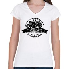 PRINTFASHION Hivatalosan elismert Traktorológus - Női V-nyakú póló - Fehér női póló