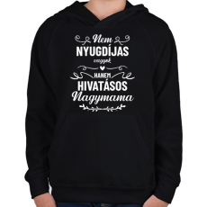 PRINTFASHION Hivatásos nagymama - Gyerek kapucnis pulóver - Fekete