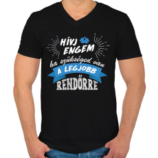 PRINTFASHION Hívj engem - Rendőr - Férfi V-nyakú póló - Fekete