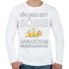 PRINTFASHION Hivj meg egy sörre, hamarosan megházasodom - Férfi hosszú ujjú póló - Fehér férfi póló