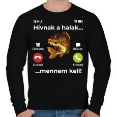 PRINTFASHION Hívnak a halak - Férfi pulóver - Fekete