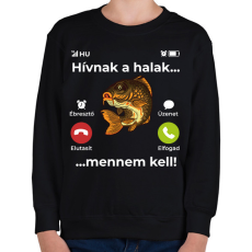 PRINTFASHION Hívnak a halak - Gyerek pulóver - Fekete