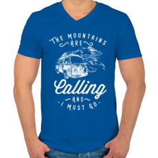 PRINTFASHION Hívnak a hegyek  - Férfi V-nyakú póló - Királykék