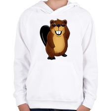 PRINTFASHION Hód - Gyerek kapucnis pulóver - Fehér gyerek pulóver, kardigán