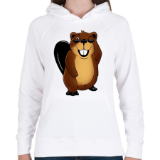 PRINTFASHION Hód - Női kapucnis pulóver - Fehér női pulóver, kardigán