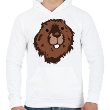 PRINTFASHION Hód - színes - Férfi kapucnis pulóver - Fehér férfi pulóver, kardigán