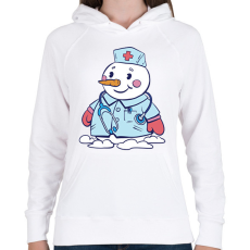 PRINTFASHION Hóember ápoló - Női kapucnis pulóver - Fehér