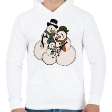 PRINTFASHION Hóember család - Férfi kapucnis pulóver - Fehér férfi pulóver, kardigán