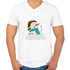 PRINTFASHION Hóember - Férfi V-nyakú póló - Fehér férfi póló