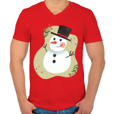 PRINTFASHION Hóember - Férfi V-nyakú póló - Piros férfi póló