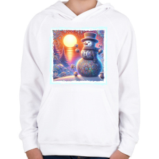 PRINTFASHION Hóember - Gyerek kapucnis pulóver - Fehér