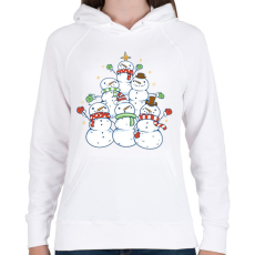 PRINTFASHION Hóember karácsonyfa - Női kapucnis pulóver - Fehér