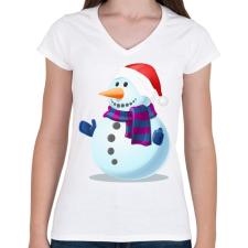 PRINTFASHION Hóember - Női V-nyakú póló - Fehér női póló