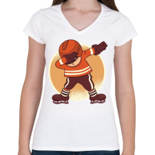 PRINTFASHION Hokis dab - Női V-nyakú póló - Fehér női póló