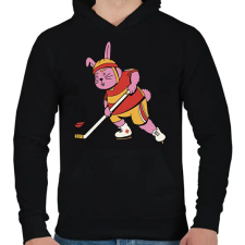 PRINTFASHION Hokis nyúl - Férfi kapucnis pulóver - Fekete férfi pulóver, kardigán