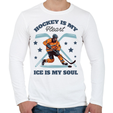PRINTFASHION Hokista szív - Férfi hosszú ujjú póló - Fehér férfi póló
