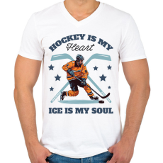 PRINTFASHION Hokista szív - Férfi V-nyakú póló - Fehér