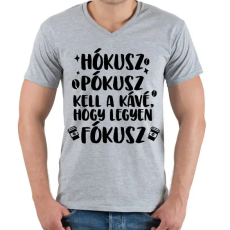 PRINTFASHION Hókusz Pókusz - Férfi V-nyakú póló - Sport szürke