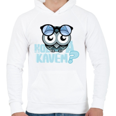 PRINTFASHION hol a kávémowl - Férfi kapucnis pulóver - Fehér