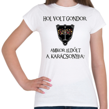 PRINTFASHION Hol volt Gondor? (karácsonyfa) - Női póló - Fehér női póló
