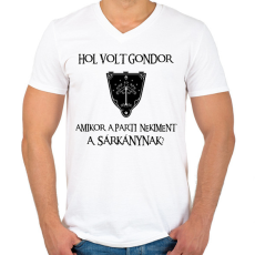 PRINTFASHION Hol volt Gondor? (sárkány) - Férfi V-nyakú póló - Fehér