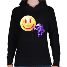 PRINTFASHION Hold smile - Női kapucnis pulóver - Fekete női pulóver, kardigán