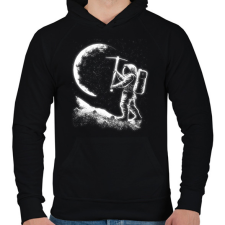 PRINTFASHION Holdbányász űrhajós - Férfi kapucnis pulóver - Fekete férfi pulóver, kardigán
