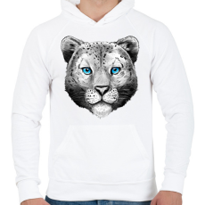 PRINTFASHION Hóleopárd - Férfi kapucnis pulóver - Fehér
