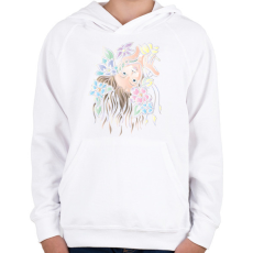 PRINTFASHION Hölgy virágokkal - Gyerek kapucnis pulóver - Fehér
