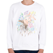PRINTFASHION Hölgy virágokkal - Gyerek pulóver - Fehér gyerek pulóver, kardigán