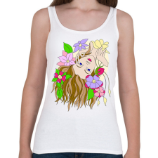 PRINTFASHION Hölgy virágokkal - Női atléta - Fehér női trikó