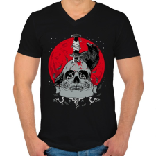PRINTFASHION Holló és koponya - Férfi V-nyakú póló - Fekete férfi póló