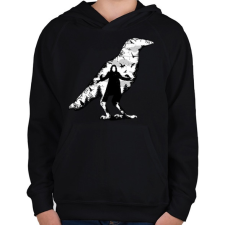 PRINTFASHION Holló - Gyerek kapucnis pulóver - Fekete gyerek pulóver, kardigán