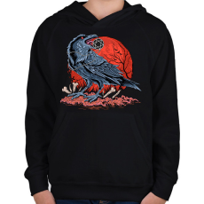 PRINTFASHION Holló  - Gyerek kapucnis pulóver - Fekete