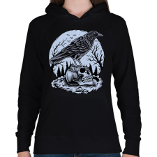 PRINTFASHION Holló  - Női kapucnis pulóver - Fekete női pulóver, kardigán