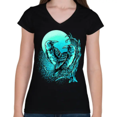 PRINTFASHION Holló  - Női V-nyakú póló - Fekete