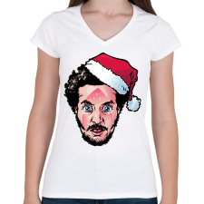PRINTFASHION Home Alone - betörő - Női V-nyakú póló - Fehér női póló