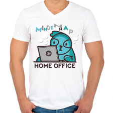 PRINTFASHION HOME OFFICE MINDEN NAP - Férfi V-nyakú póló - Fehér férfi póló