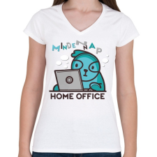 PRINTFASHION HOME OFFICE MINDEN NAP - Női V-nyakú póló - Fehér női póló