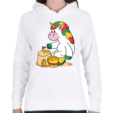 PRINTFASHION Homokozó unikornis - Női kapucnis pulóver - Fehér női póló