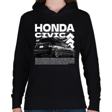 PRINTFASHION Honda civic - Női kapucnis pulóver - Fekete