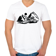 PRINTFASHION honda transalp hegyekben2 - Férfi V-nyakú póló - Fehér