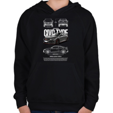 PRINTFASHION Honda TYPE R - Gyerek kapucnis pulóver - Fekete