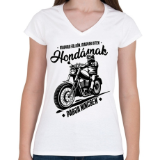 PRINTFASHION Hondásnak párja nincsen - Női V-nyakú póló - Fehér