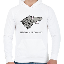 PRINTFASHION Hooman is coming - Férfi kapucnis pulóver - Fehér férfi pulóver, kardigán