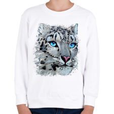 PRINTFASHION Hópárduc - kék szemmel - Gyerek pulóver - Fehér gyerek pulóver, kardigán