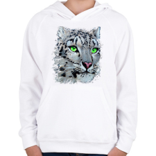 PRINTFASHION Hópárduc - zöld szemmel - Gyerek kapucnis pulóver - Fehér gyerek pulóver, kardigán