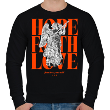 PRINTFASHION Hope Faith Love - Férfi pulóver - Fekete férfi pulóver, kardigán