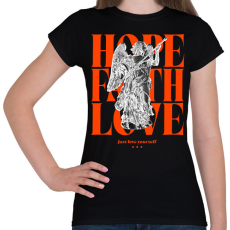PRINTFASHION Hope Faith Love - Női póló - Fekete