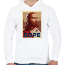 PRINTFASHION Hope - Férfi kapucnis pulóver - Fehér férfi pulóver, kardigán